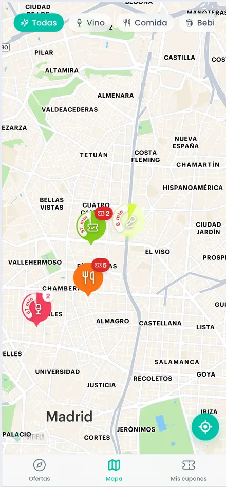 Mapa de ofertas cercanas en Citifly